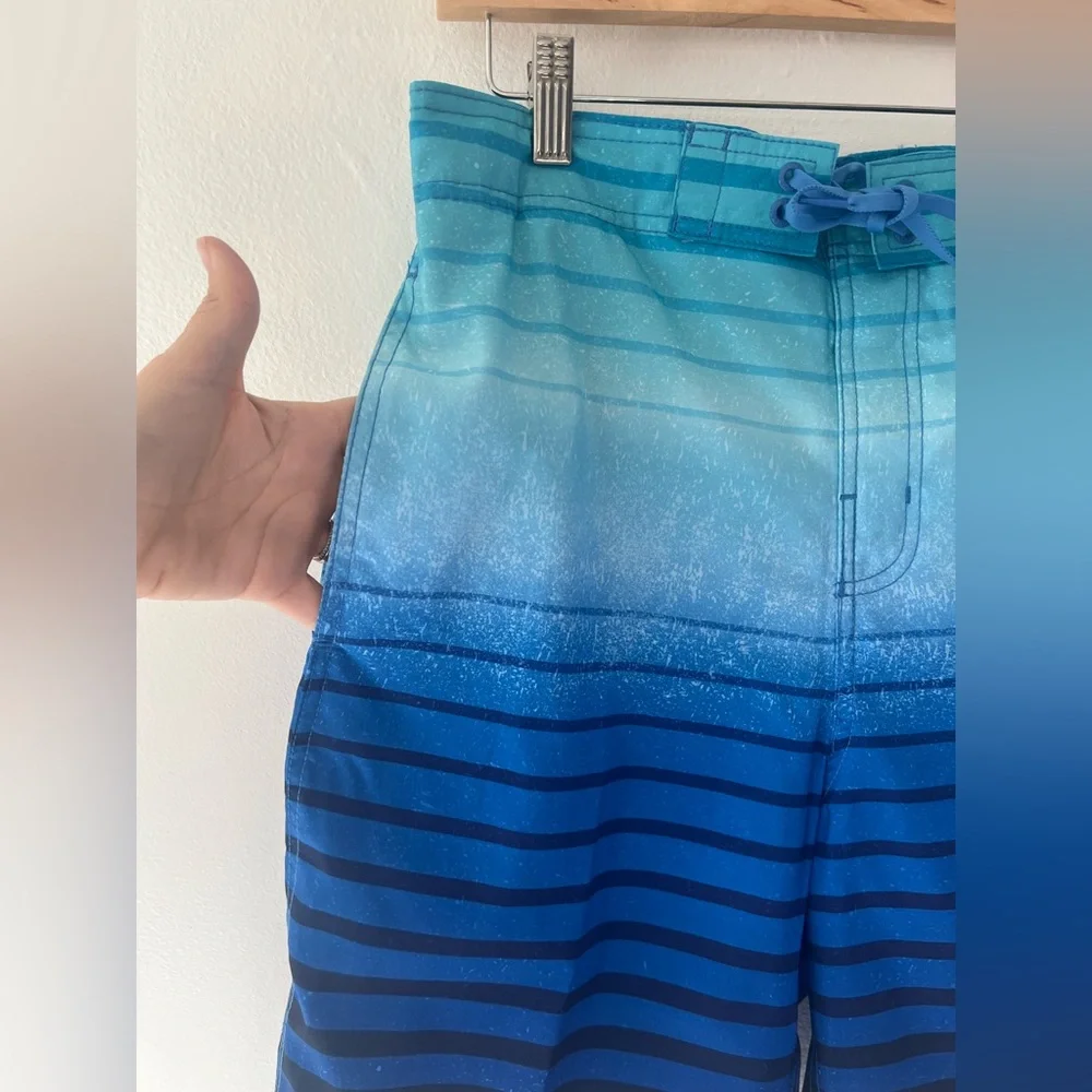 Speedo‎ Eco Comfort Stretch Bondi Boardshorts Palace Blue Striped Swim Trunks